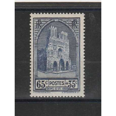 1938 FRANCIA FRANCE CATTEDRALE REIMS UNIF N 399 UN VAL MNH MF53092