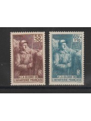 1938-39 FRANCIA FRANCE PRO FANTERIA UNIF N 386/7 2 VAL MNH MF52982