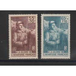 1938-39 FRANCIA FRANCE PRO FANTERIA UNIF N 386/7 2 VAL MNH MF52982