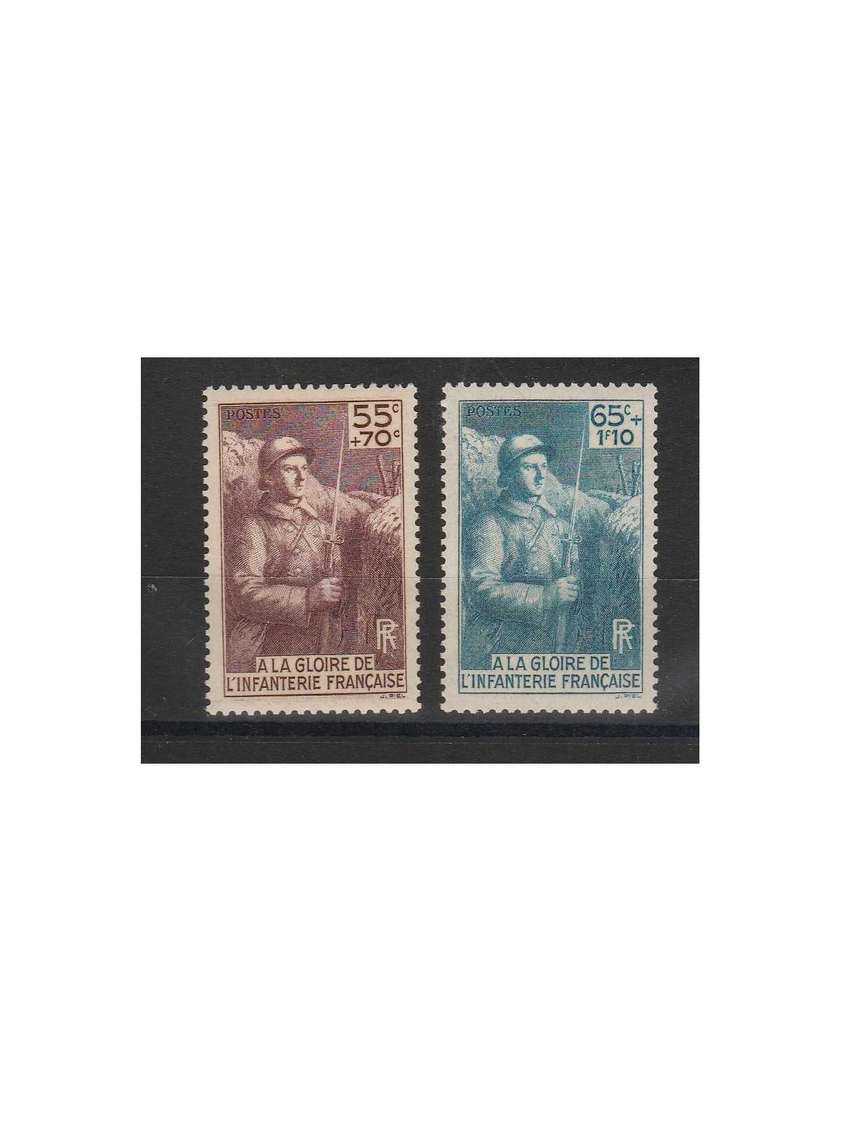 1938-39 FRANCIA FRANCE PRO FANTERIA UNIF N 386/7 2 VAL MNH MF52982