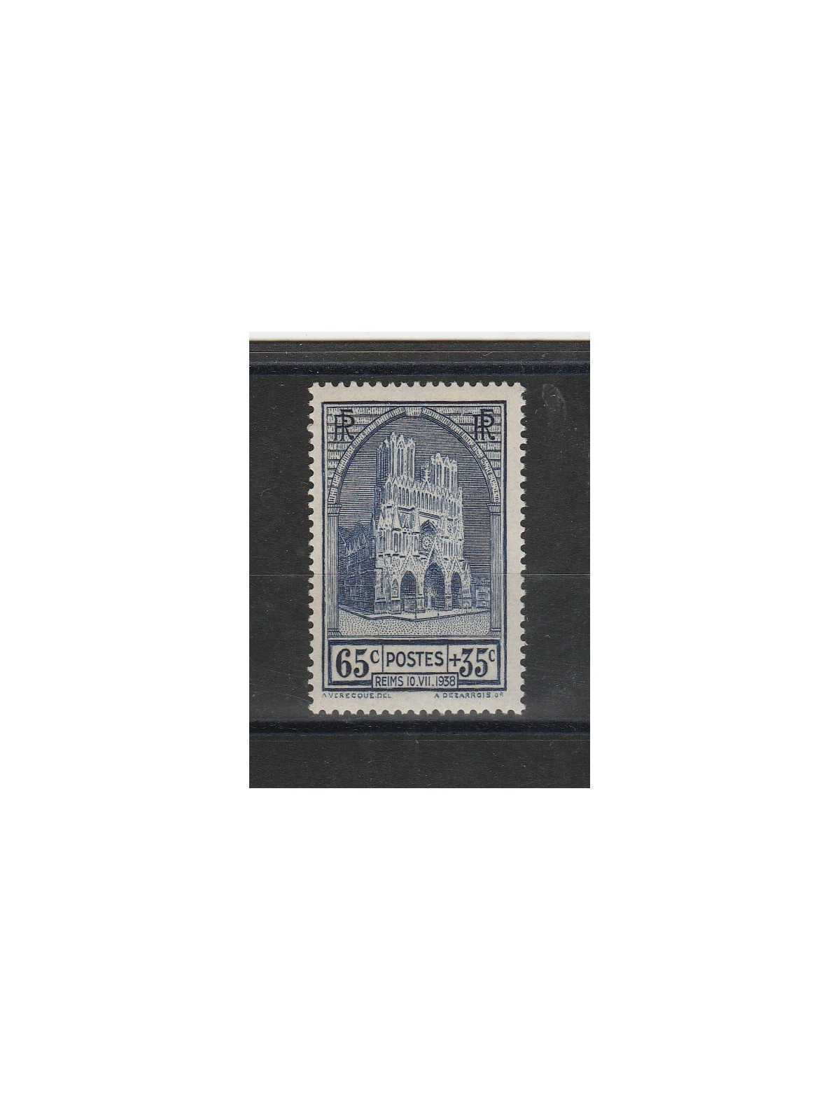 1938 FRANCIA FRANCE CATTEDRALE REIMS UNIF N 399 UN VAL MNH MF53092