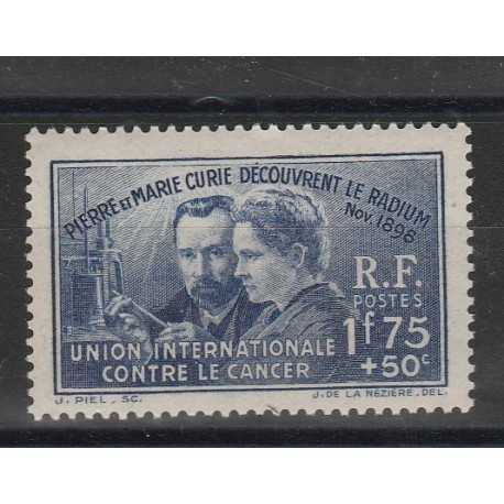 1938 FRANCIA FRANCE CURIE UNIF N 402 UN VAL MNH MF53089