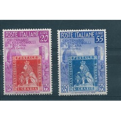 1951 REPUBBLICA ITALIANA CENTENARIO PRIMI FRANCOBOLLI TOSCANA 2 V MNH MF15947