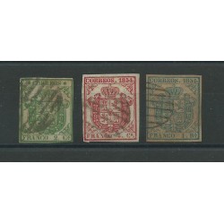 1854 SPAGNA ESPANA STEMMA DI SPAGNA FONDO BIANCO 3 VAL USATI CAFFAZ MF23165