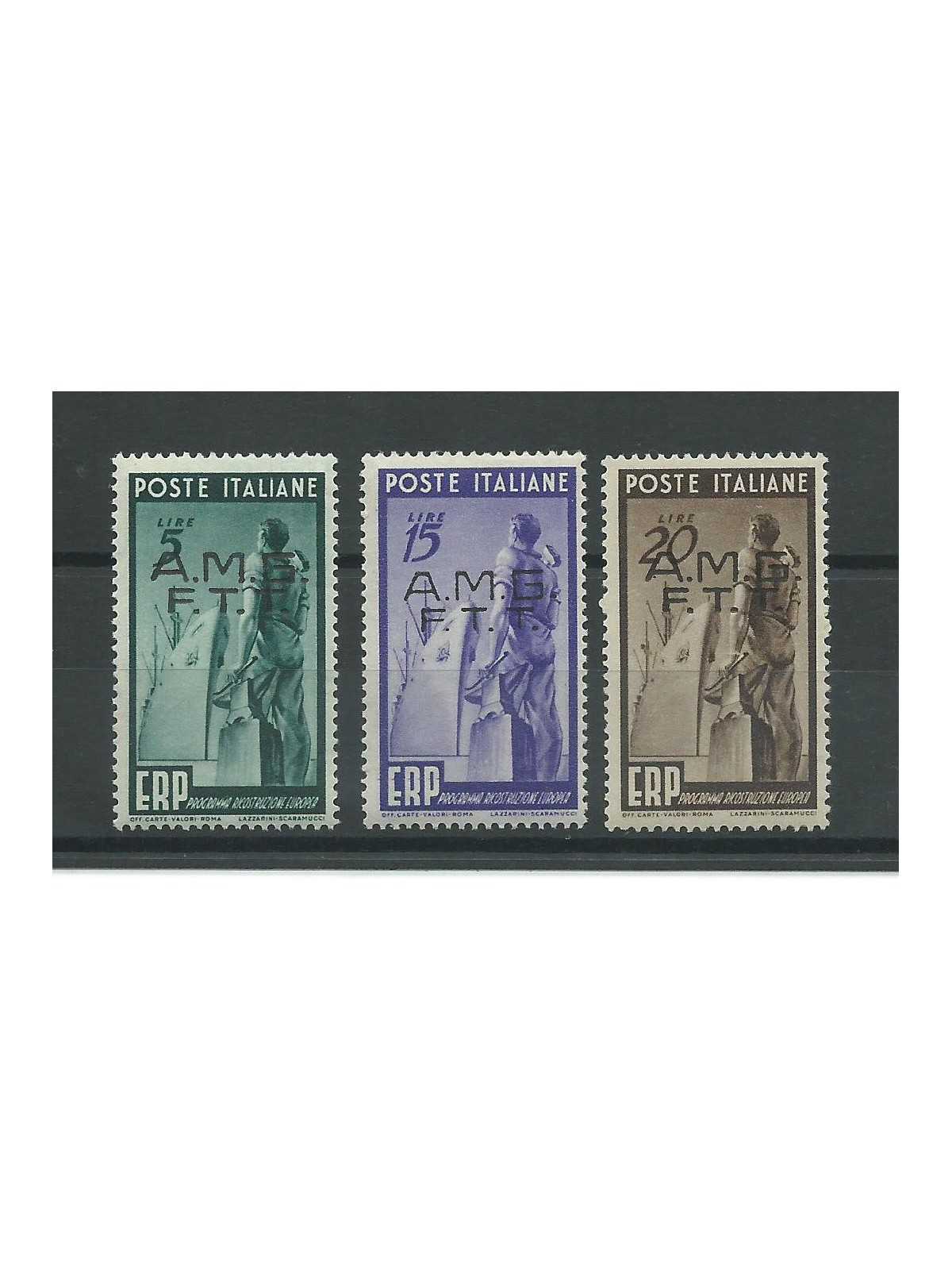 1949 TRIESTE A SERIE ERP PROG RICOSTRUZIONE EUROPEO 3 VAL NUOVI MNH MF23217