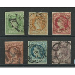 1860 - 61 SPAGNA ESPANA SERIE ISABELLA II A SINISTRA 6 V USATI CAFFAZ MF23167