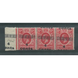 EAST AFRICA UGANDA 1919 4 C SU 6 C STRIP OF 3 WITH VARIETY MLH CAFFAZ MF23341