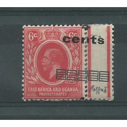 EAST AFRICA UGANDA 1919 4 C SU 6 C STAMP WITH VARIETY MLH CAFFAZ MF23343