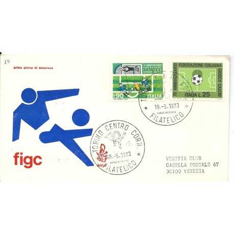 1973 FDC VENETIA 345 ITALIA FIGC VIAGGIATA MF16476