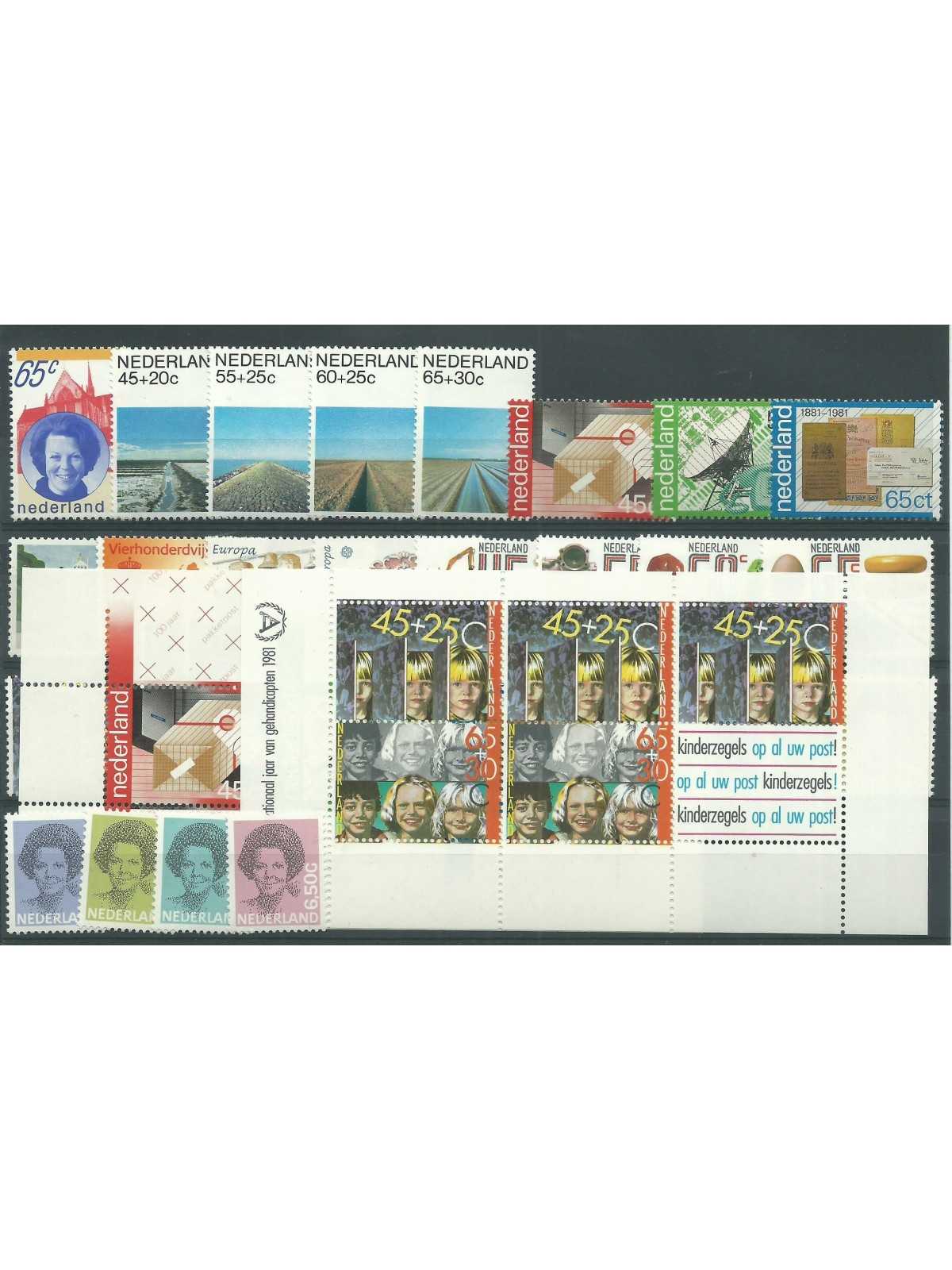 1981 OLANDA NEDERLAND ANNATA COMPLETA 31 VALORI E 2 BF NUOVI MNH MF23466