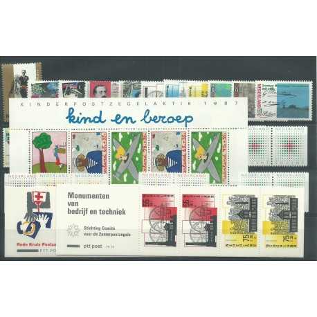 1987 OLANDA NEDERLAND ANNATA COMPLETA 31 VALORI - 1 BF E 2 LIBRETTI MNH MF23471