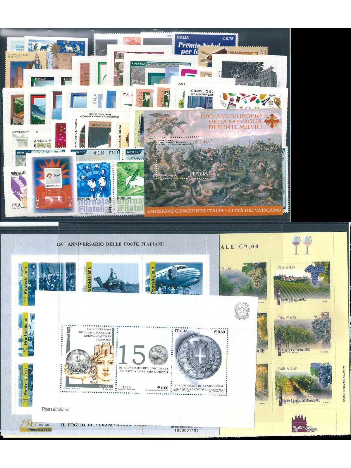 2013 ITALIA REPUBBLICA ANNATA COMPLETA 69 VALORI E 4 BF NUOVI MNH MF40602