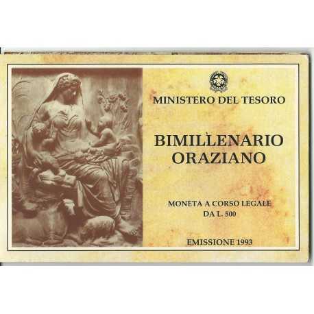 1993 REPUBBLICA ITALIANA L 500 BIMILLENARIO ORAZIANO FDC CONFEZ ZECCA MF23702