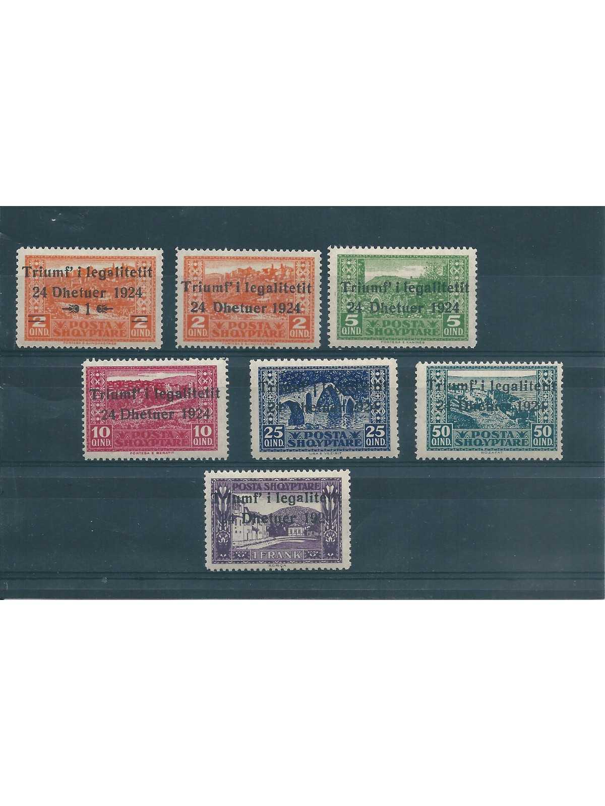 1925 ALBANIA SHQIPTARE 7 VALORI NUOVI MNH UNIF N 104 -10 MF16990