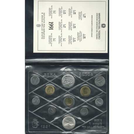 1991 ITALIA REPUBBLICA DIVISIONALE 11 MONETE CONF ORIGINALE ZECCA FDC MF24079