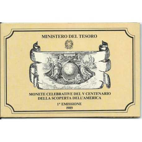 1989 REPUBBLICA ITALIANA DITTICO 5 CENT SCOPERTA AMERICA 1 EMISSIONE FDC MF23793