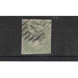 1865 SPAGNA ESPANA ISABELLA II 1 REAL VERDE GIALLO N 69- 1 VAL USATO MF17854