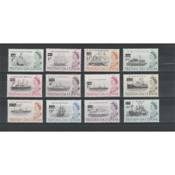 TRISTAN DA CUNHA 1971 DEFINITIVA SOPRASTAMPATA YVERT N 141-52 MNH MF18314