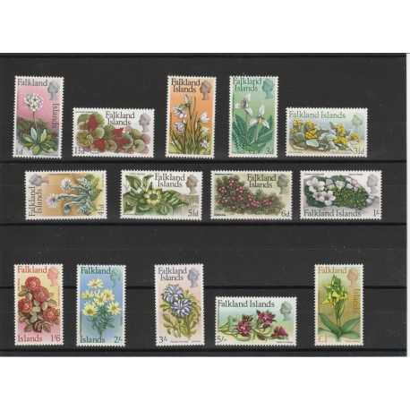 FALKLAND ISLANDS 1968 DEF FIORI FLOWERS 14 V MNH YV 160-73 MF18424