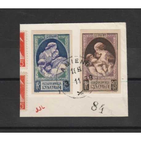 1939 FRANCIA PRO NATALITA UVERT N 440-441 DUE VAL N D SU FRAMMENTO MF18419