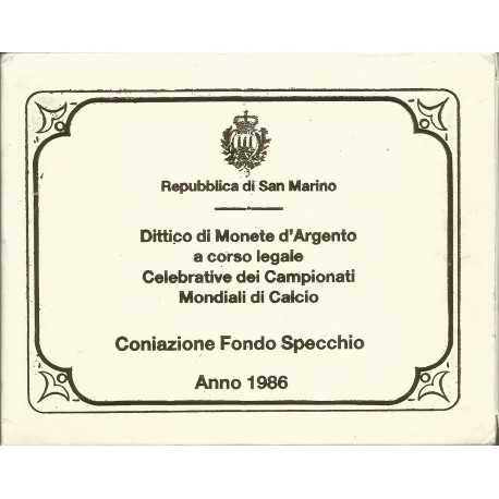 1986 SAN MARINO MONETE CELEBRATIVE CAMP DI CALCIO 2 MONETE FS PROOF MF24452