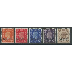 1942 MEF M.E.F. DEFINITIVA GEORGE VI SOPRASTAMPATA 5 V MLH SASS 1-5 MF24361