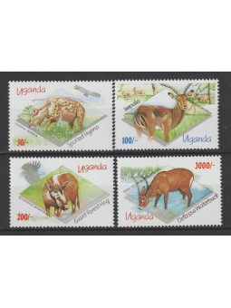 UGANDA 1992 FAUNA 1° SERIE...