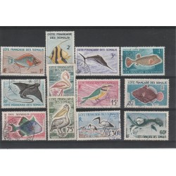 COTE DES SOMALIS 1959-60 - COSTA DEI SOMALI PESCI E UCCELLI 12 V USATI MF19033