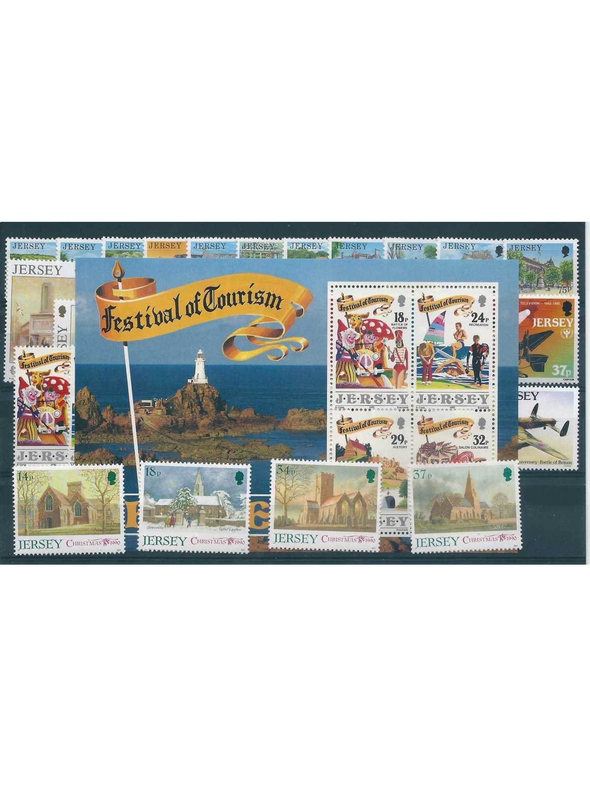 1990 JERSEY ANNATA COMPLETA 32 VALORI E 1 BF NUOVI MNH MF40172