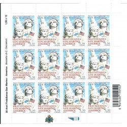 2008 SAN MARINO ANNIVERSARIO FRATELLANZA RSM/USA 1 MINIFOGLIO NUOVO MNH MF24561