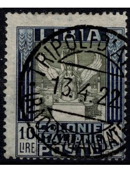 1921 LIBIA LIRE 10 AZZURRO...