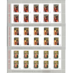 2006 VATICANO ANNIVERSARIO MORTE DI ANDREA MANTEGNA 3 MINIFOGLI NUOVI MNH MF 24680