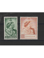 1953 GIBILTERRA GIORGIO VI NOZZE 2 V UNIF 119-20 MF 19462