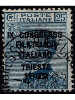 1922 REGNO 25 CENT. AZZURRO...