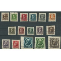 BAYERN 1914-20 SERIE EFFIGIE DI LUIGI III 16 V USATI SU FRAMMENTO MF19387