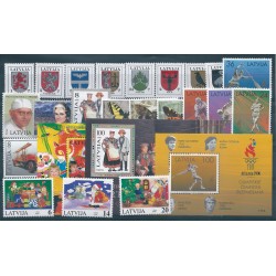 1996 LETTONIA LATVIJA ANNATA COMPLETA 30 VALORI E 3 BF NUOVI MNH MF40509