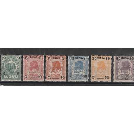 1922 SOMALIA SERIE DEF ELEFANTE E LEONE SOPRAST IN BESA 6 VAL MNH MF55493