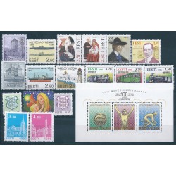 1996 ESTONIA EESTI ANNATA COMPLETA 17 VALORI E 1 BF NUOVI MNH MF40546