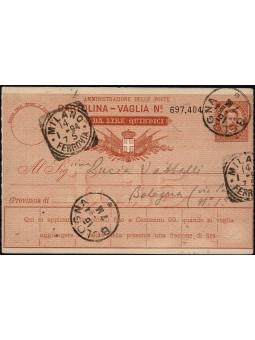 1890 REGNO CARTOLINA VAGLIA...