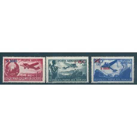 1952/53 ROMANIA POSTA AEREA 3 VALORI NUOVI MNH SOVRASTAMPATI MF40625