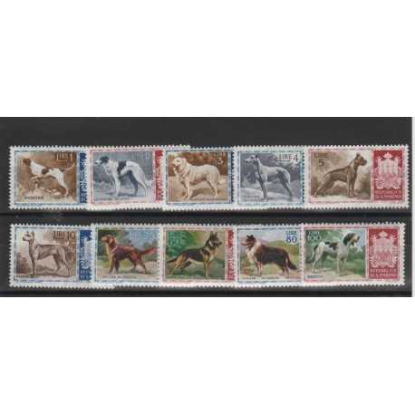 1956 SAN MARINO CANI DI RAZZA 10 VAL MNH MF50047