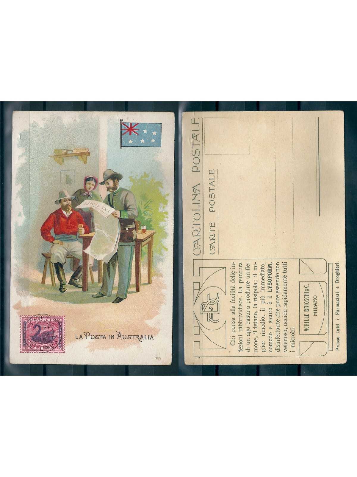 CARTOLINA PUBBLICITARIA ACHILLE BRIOSCHI LYSOFORM LA POSTA IN FRANCIA MF40892