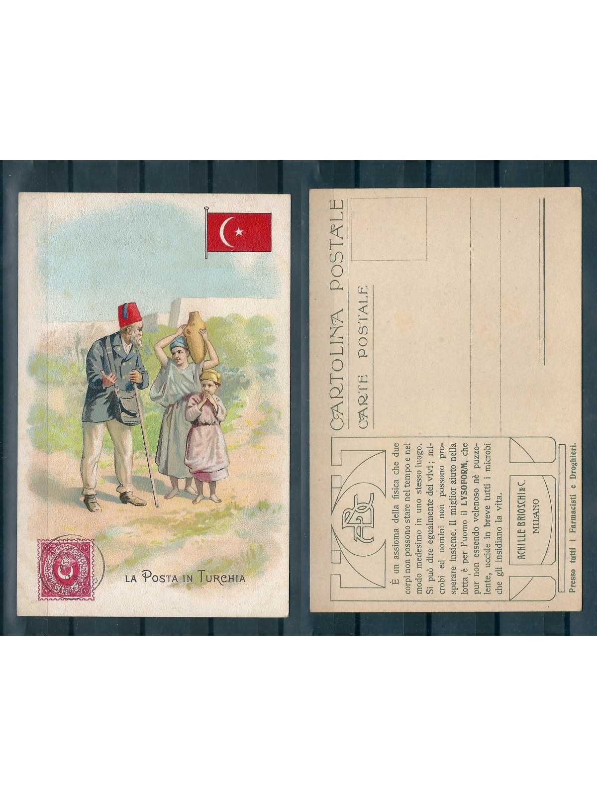 CARTOLINA PUBBLICITARIA ACHILLE BRIOSCHI LYSOFORM LA POSTA IN TURCHIA MF40900