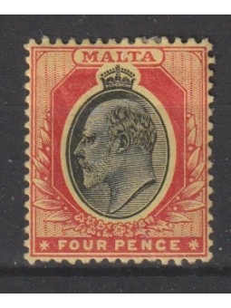 1904 MALTA EDOARDO VII° 5p...