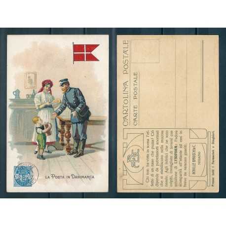 CARTOLINA PUBBLICITARIA ACHILLE BRIOSCHI LYSOFORM LA POSTA IN DANIMARCA MF40910