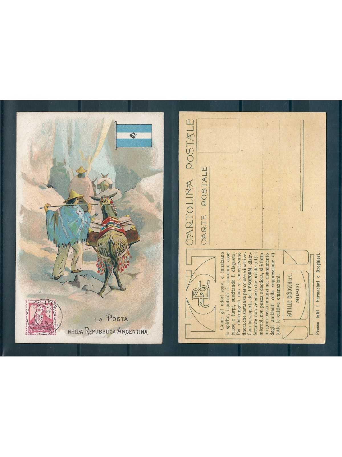 CARTOLINA ACHILLE BRIOSCHI LYSOFORM LA POSTA NELLA REPUBBLICA ARGENTINA MF40920