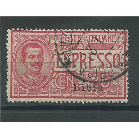1915 LIBIA ESPRESSO D'ITALIA SOPRASTAMPATO 1 VALORE USATO SASSONE N. 1 MF25236