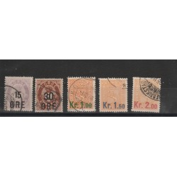 1905 NORVEGIA NORGE SOPRASTAMPATI NUOVO VALORE N 58/62 - 5 VAL USATI MF51143