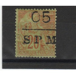 S PIERRE ET MIQUELON 1885 ALLEGORIA SOPRASTAMPATA 1 VAL USATO YVERT N 6 MF51294