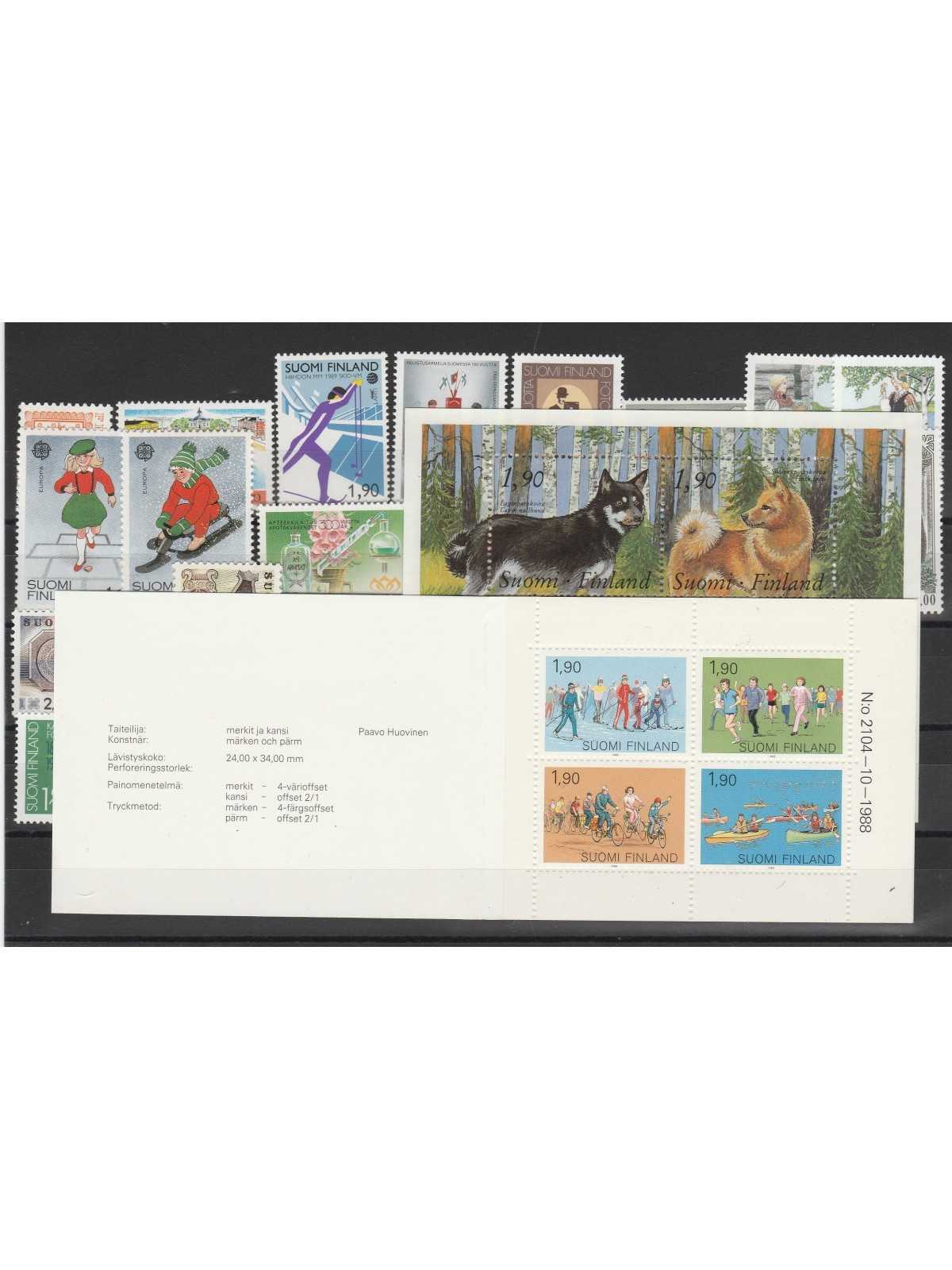 1989 FINLANDIA ANNATA COMPLETE 28 VALORI CON LIBRETTO E 1 BF MNH MF51514